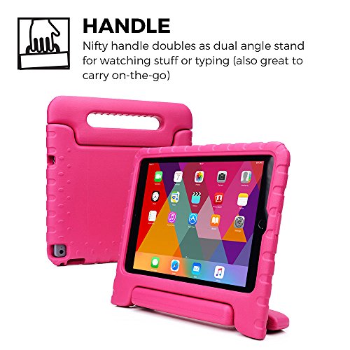 iPad Air 2 hülle fur kinder, COOPER DYNAMO Beanspruchbare, strapazeirfähige, robuste, gepolsterte Hartschalenhülle mit integriertem Griff, Standfunktion & durchsichtigem Displaysschutz (Pink) - 5