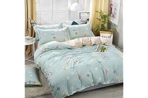 Odot Juego de Ropa de Cama con Funda de Edredón Nórdico de 4 Piezas, Anti-ácaro Defensa Alérgico Cremallera, Microfibra Funda de Almohada, Sábana- Dibujos Animados (150 * 200cm,Jirafa)