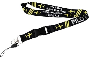 JAPANSAI Lanyard Piloto Avión con Clip | Cordón para el Cuello | No Pierdas más tus Llaves | Llavero para Móvil Mascarilla Teléfono y Llaves| Regalo Original