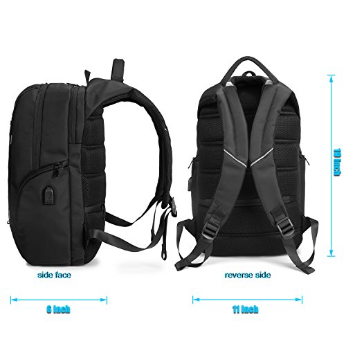 17 3 Zoll Laptop Rucksack mit USB Anschluss  Airkoul Wasserdichter Rucksack  Fasst Laptops und Notebooks bis zu 17 Zoll  Schwarz