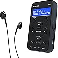 AZATOM A2 DAB/DAB+ Portable Digital Radio, Sports Model, Compact Pocket Size, Rechargeable Battery (24-Hour Playtime), 40 Station Presets, Built-in Clock, Earphone Included - Black