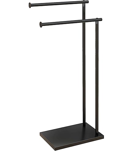 Piantana Portasciugamani Relaxdays Con 2 Bracci - Autoportante In Acciaio E MDF, Nero/Bianco, 85x43.5x20 Cm - Foto 13