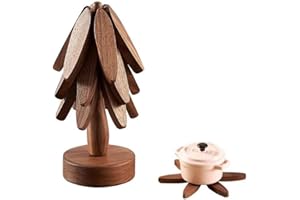 LIPWORT Wooden Tree Design Coasters, Tree Art for Wood Coasters Set of 3 Wooden Coaster, Wood Tree Shaped Table Mat, Creative Foldable Wood Placemats Home Decoration (B)