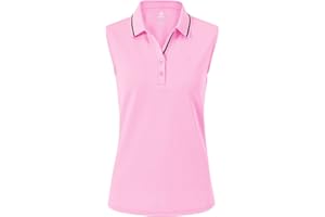 JINSHI Women's Sleeveless Polo Shirts V-Neck Cotton Casual Tennis Golf Work Top