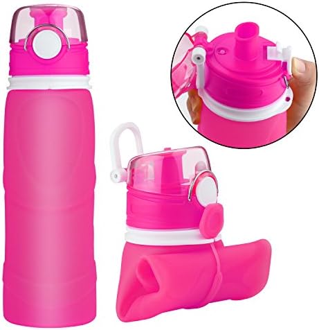 CERCHIO Collapsible Drinking Water Bottle 750ml (26 oz) BPA Free Foldable Water Container for Outdoor Sports Travel Camping Hiking Running Yoga