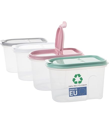 Boite A Cereales 2friends - Lot De 4 Boîtes De Conservation 2L - Transparentes - Couvercle à Charnière - Alimentaire - Fabriqué En Europe Boîtes 2 Litres Couvercle