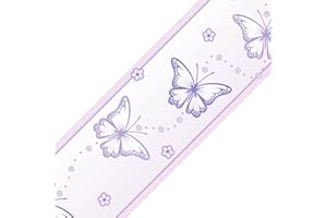 SuperDuperDecor Chasing Butterflies - Personalised Bedroom Wall Border - eco Decor Strips - Lavender - Without Name