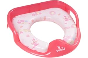 Asiento Reductor Acolchado con Asas para WC. Ayuda al aprendizaje de bebés y niños. Adaptador infantil portátil para váter MundiBebé +18 meses. Modelo Princesa