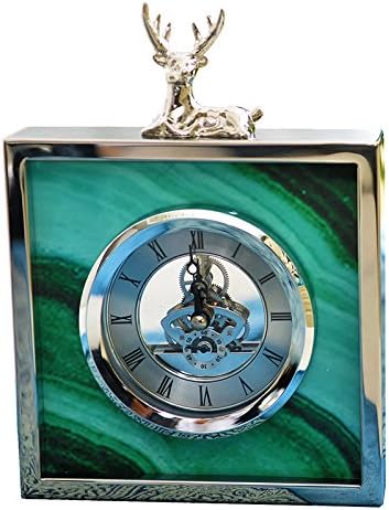 OLILEIO New Classic Modern Green Agate Pattern Clock Room, Model Bedroom, Home Bedroom, Bookcase, Wine Cabinet Decoration Clock