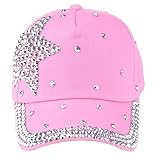 Internet Fashion Girls Baseball Cap Rhinestone Star Shaped Snapback Hat (Pink)