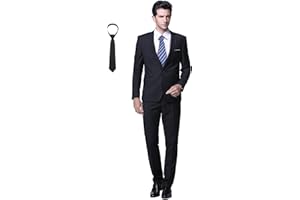 Cloudstyle Traje de Hombre de 2 Piezas con Corbata, un botón, Traje de Boda Ajustado de Negocios (Blazer + Pantalones + Corbata)