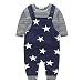 Koly Newborn Baby Boys Pants Sets Stripe T-shirt Tops + Bib Pants Set Overall Outfits