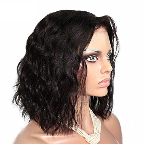 Oubang 13.7Inch natürliche synthetische schwarze gewellte kurze Bob Perücken Hitzebeständige Haar Perücken