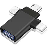 Adattatore OTG USB C, 3 in 1 Micro USB/IP/USB-C a USB 3.0 Femmina (1 Pezzi), Convertitore per chiavette multimediali, telefon
