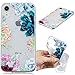Produktbild Everainy iPhone XR Hülle Silikon Transparent Gummi Neu Cover Hüllen Kompatibel für iPhone XR Handyhülle Stoßfest Durchsichtig TPU Stoßstange Schutzhülle (Blau/Rosa Blume)