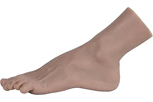 Vnmcry Silikon Füße Modell Realistische Lebensgröße Weiche Damen & Herren Mannequin für Schuhanzeige, Socke & Schmuck Display Fußfetisch (Männliche Linker Fuß 24 cm 42 EU, Hellschwarz)