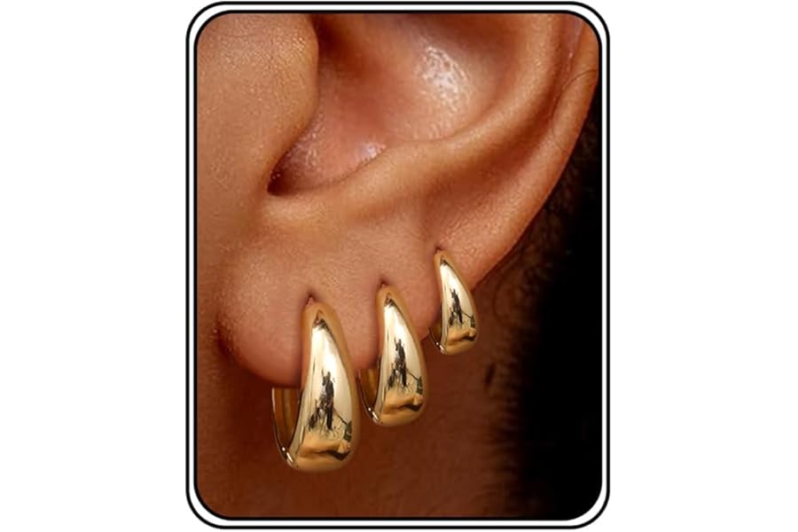 Chriscoco 3Pairs Gold Hoop Earrings for Women Chunky Gold Earrings Silver Hoops Earrings for Women 14K Gold Plated Hypoallergenic Small Huggie Hoop Earrings Set Lightweight Hoop Earrings (Gold/Sliver)