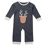 Le SSara Bebé niño manga larga Cartoon mameluco Navidad traje traje trajes (12-18 meses, gris oscuro)
