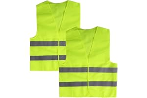 HEIGESENG Warnwesten Auto 2er,Warnweste,360° Sichtbarkeit Kfz-Notfall Pannenweste,Sicherheitsweste,Gelbe Reflektorweste,Car Und Motorrad Reflektierend Sicherheitswarnweste für Erwachsene,High Visibility Vest