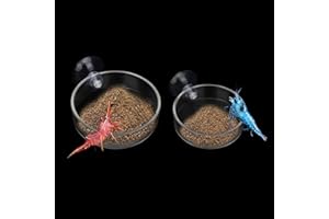 SENZEAL 2PCS Aquarium Shrimp Feeder Dish Glass Aquarium Feeding Food Bowl Round Clear Fish Feeding Tray with Suction Cup for Aquarium Fish Tank Reptiles