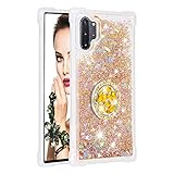 FAWUMAN Heart-shaped Liquid Sparkly Quicksand TPU Gel Silicone Shockproof Phone Cover[Diamond Colorful Ring] Cases for Samsung Galaxy Note10+ / Note10 Pro / Note10 Pro 5G