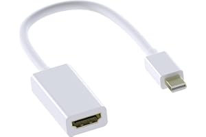 MMOBIEL Mini DisplayPort Thunderbolt to HDMI Adapter Compatible with MacBook Pro, MacBook Air, Mac Mini, Microsoft Surface Pro 3/4 and more- Mini DP to HDMI Converter - Gold-Plated Thunderbolt - White