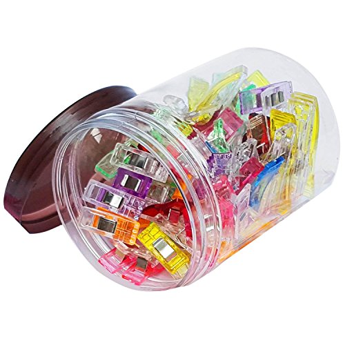 100 Stück 2 Clips Größen Kunststoff Mehrzweck Nähen Quilten Crafting Clip Handwerk Werkzeuge Zubehör Mischfarbe mit Vorratsgefäß - 3