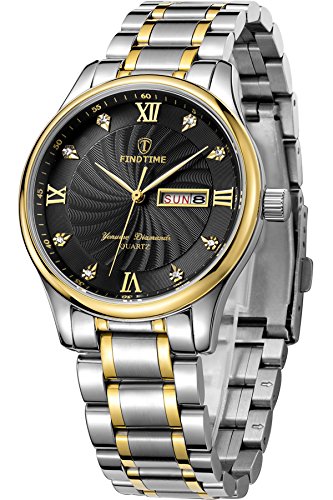 Herrenuhr Gold Sport Outdoor Edelstahlarmband Luxus Design Business Kalender Anzeig Quarz Marken Uhren Schwarz Wei klassische Uhr Findtime Herrenuhr Gold Sport Outdoor Edelstahlarmband Luxus Design Business Kalender Anzeig Quarz Marken Uhren Schwarz Wei klassische Uhr Findtime