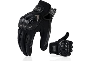 ARTOP Gants Moto Anti-Glissant Anti-Collision avec Doigt Tactile de Très Bonne Protection pour Hommes(Noir,L)