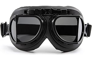 evomosa Gafas de Motocicleta Retro Protección Contra el Viento Gafas de Protección para Los Ojos Gafas de Montar de Cuero de Pu para Hombres Mujeres