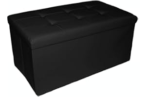 Russo Tessuti Panca Cassapanca Contenitore Baule Ecopelle Seduta Puff Arredo Salotto Divano-Nero