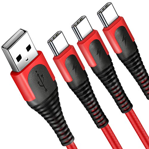 XLTOK Cable USB Tipo C, Cable USB C [ 3Pack 2M ] Carga Rápida para Samsung Galaxy S10 /S9 /S8 /Note 8, Huawei P9 /P10 /P 20, LG G5 /G6, Sony Xperia XZ etc - Rojo