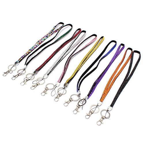 Audew Strap Lanyard Bling Rhinestone Crystal Custom for ID Badge Key Ring Holder