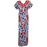 Indiatrendzs Women Hosiery Cotton Maxi Night Gown Nighty (Red) 44"