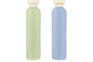 WLLHYF Lot de 2 flacons souples rechargeables en plastique avec bouchon à rabat - Accessoires de voyage pour shampooing, crèmes, lotion, après-shampoing (vert bleu, 260 ml)