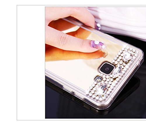 Galaxy A5 2016 Hülle,Galaxy A5 2016 Schutzhülle,Galaxy A5 2016 Case,ikasus® [Bling Glitzer Kristall Strass Diamant Spiegel Hülle] Galaxy A5 2016 Silikon Hülle,Glänzend Glitzer Kristall Strass Diamanten Überzug Mirror Spiegel Muster Stoßdämpfend TPU Silikon Schutz Handy Hülle Case Tasche Silikon Crystal Case Schutzhülle Etui Bumper für Samsung Galaxy A5 (2016) SM-A510F (5,2 Zoll) – Gold - 3