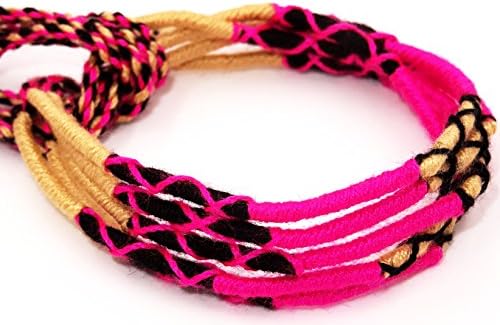 Set of 5 Macramé Friendship Bracelets Bresiliens Pink Lucky Charm Friendship Colourful Cotton Brown Black