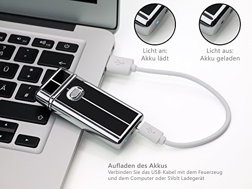 eFuego Elektronisches Sturmfestes Plasma Lichtbogen Feuerzeug mit USB Ladekabel für Zigaretten Kerzen und mehr - 5