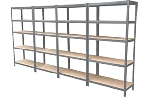 Lucn Lagerregal Schwerlastregal Steckregal Werkbank Keller Werkstattregal, bis 875 kg Traglast, 200x100x50cm, Verzinkt