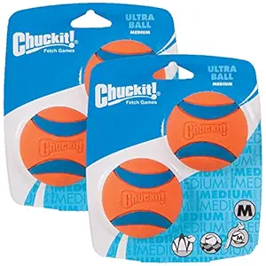 Chuckit Ball Ultra Ball Medium 4-Pack (2 x 2-Pack), Dog Fetch Toy