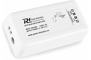Power Dynamics BT10 Mini Amplificateur Bluetooth, Deux Sorties Haut-Parleurs 15 Watts, Alimentation Secteur Fournie, Idéal pour Diffuser Votre Musique en Bluetooth sur Deux Enceintes