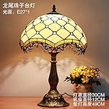 : Ella Osradmd Continental Retro amerikanische Studie Schlafzimmer Nachttischlampe Glas Lampe Creative Bar Cafe Beleuchtung, 30 Rücklicht Harzperlen, Schalter