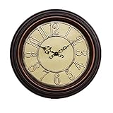 XJYA Wanduhr Retro Uhr Stille Nicht-tickende Wanduhr ohne Ticken Wanduhr 14-Zoll mit römischer Ziffer für Home-Innendekor,B