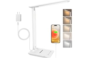JOYSHIE lampada da scrivania,lampada da lettura,dimmerabile lampada da tavolocon porta USB, 3 modalità di illuminazione, lampada da comodino pieghevole per lettura,unghie,lavoro,studiare,ufficio,dormitorio