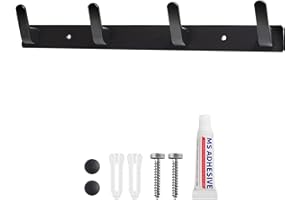 Sevenpers Black Coat Hooks for Wall, Door Hangers Wall Mounted, Wall Hooks and Clothes Hooks, Coat Rack with 4 Hooks, Coat Hook for Hallway, Bathroom, Closet Room, Bedroom