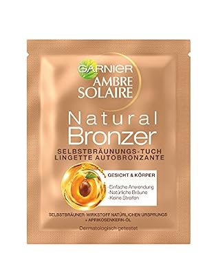 Garnier Lot de 15 lingettes autobronzantes Ambre Solaire Natural Bronzeur pour le visage