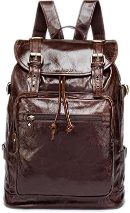 SHFANG Leather backpack/Men's shoulder bag/computer bag/Business travel bag, go to school/work/travel, multi-function, large capacity , 2