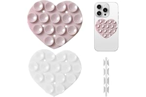 VURYAPI 2 Pièces Supports à ventouse en silicone pour téléphone portable - Utilisation polyvalente - Ventouse autocollante - Support à ventouse pour téléphone portable - forme de coeur(Blanc, rose 1)
