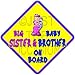 Price comparison product image (SUN) BIG SISTER + BABY BROTHER ON BOARD (like baby on board sign) Non Personalised novelty baby on board car window sign.