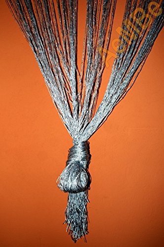 AeMBe – Fadenvorhang Fadengardine Türvorhang – 150cm X 250cm – Grau/Silber – Höchste Qualität - 5